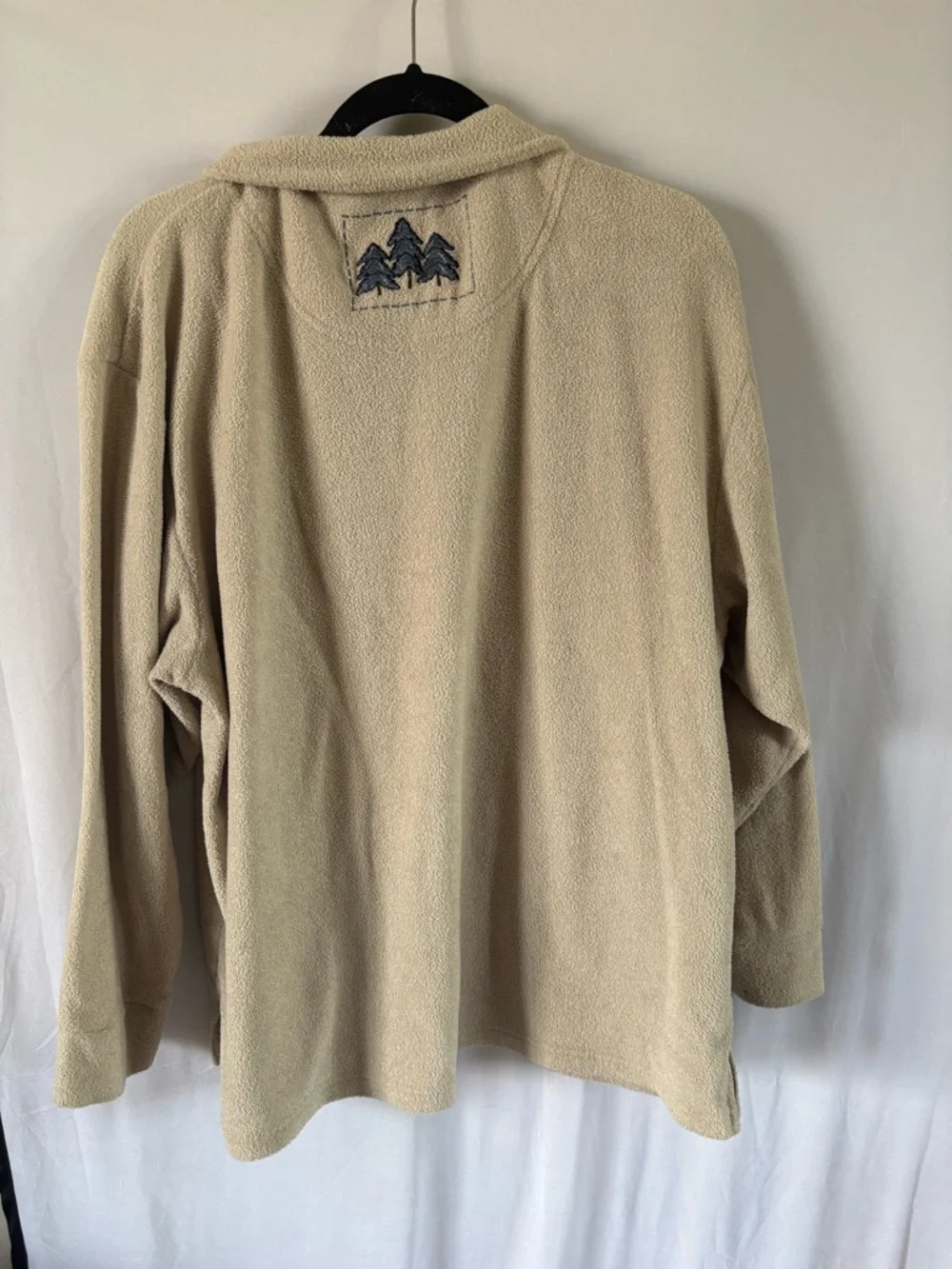 Women’s Cream Teddy Pullover Jacket with Cabin Embroidery